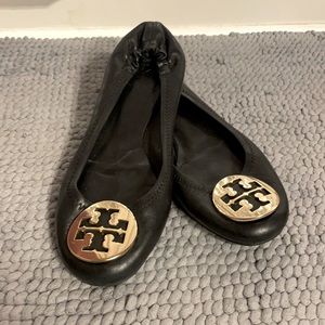 Tory Burch Black and Gold ballet flats